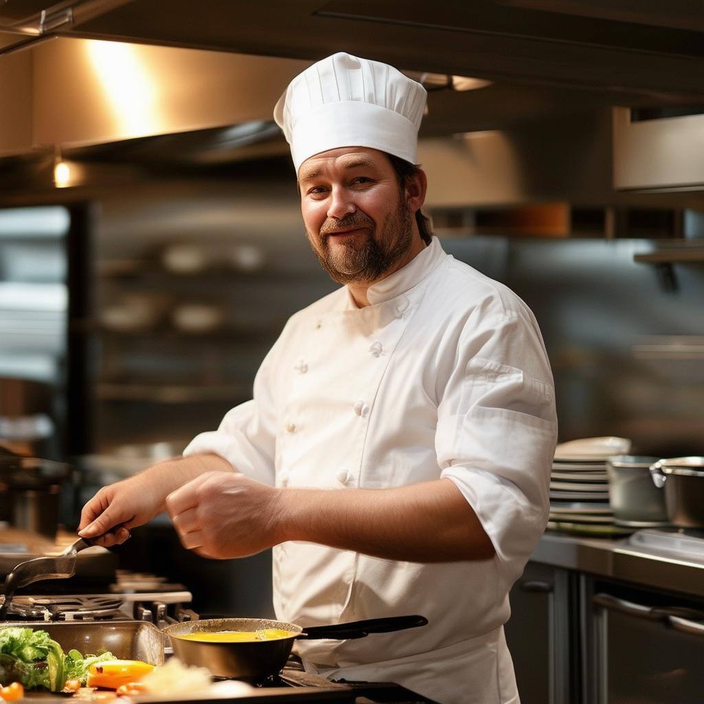 A cook in a kitchen