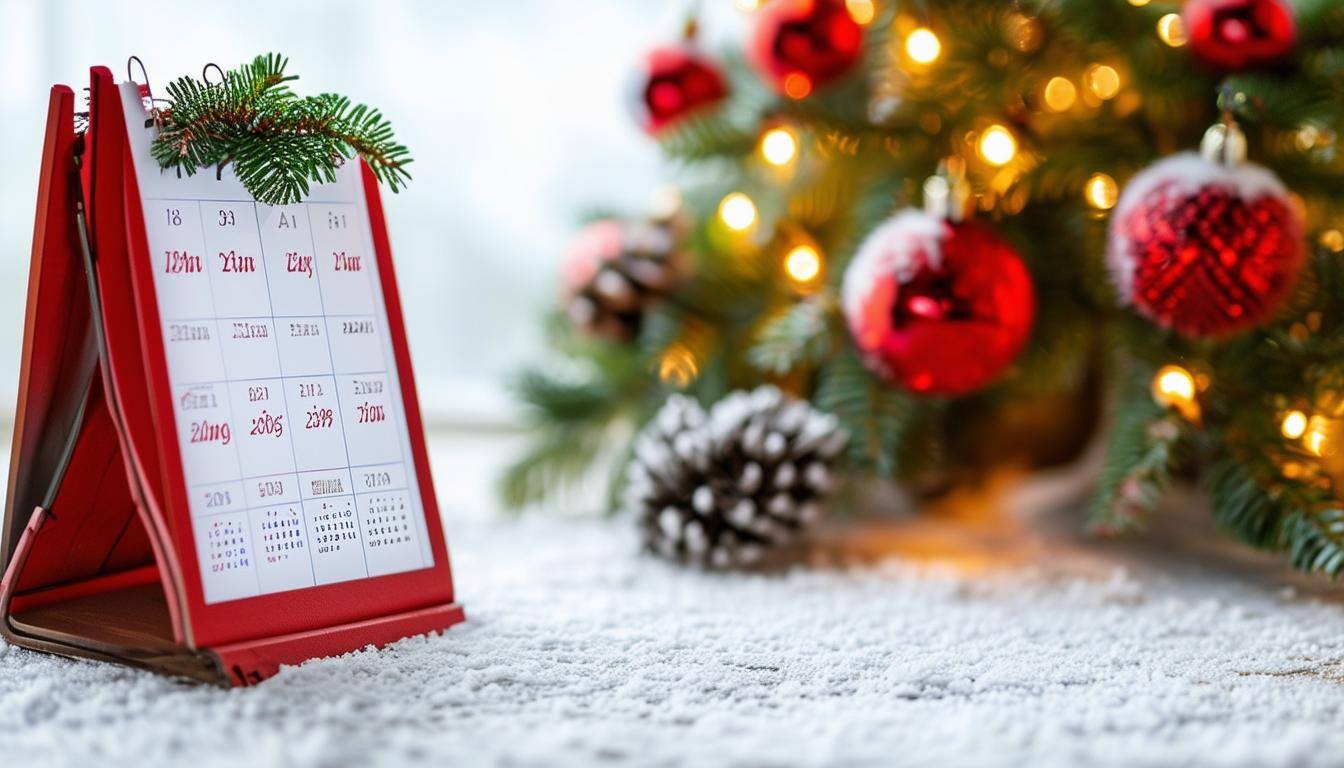 Festive Christmas decorations and booking calendar