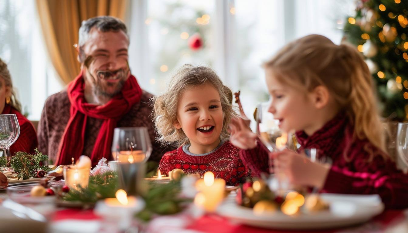 Family enjoying a festive meal together