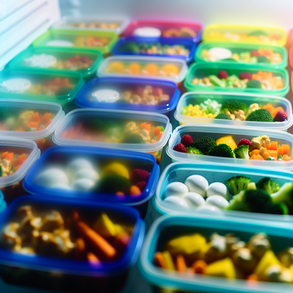 A vibrant image of neatly organized meal prep cont